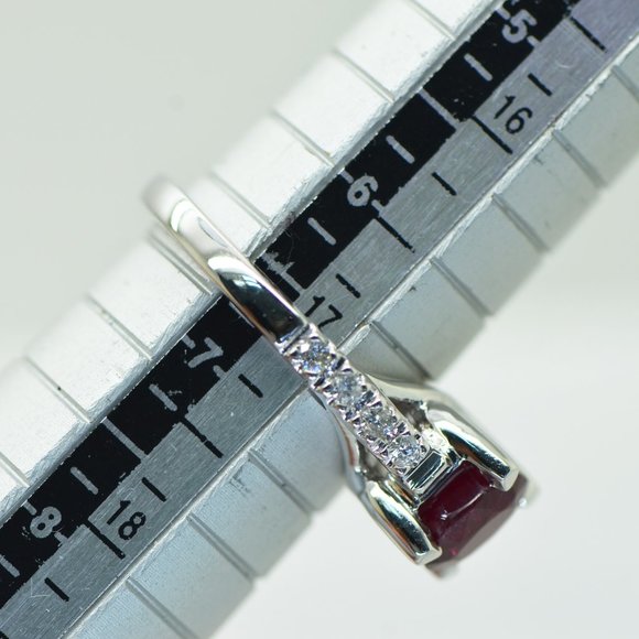 Gemstone & Diamond Engagement Ring 14K White Gold Oval Red Ruby 1.98 TCW - Picture 9 of 12